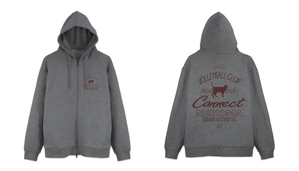 COSPA Haikyuu!! Nekoma High School Volleyball Club Zip Hoodie Ver.2.0/MIX GRAY-XL