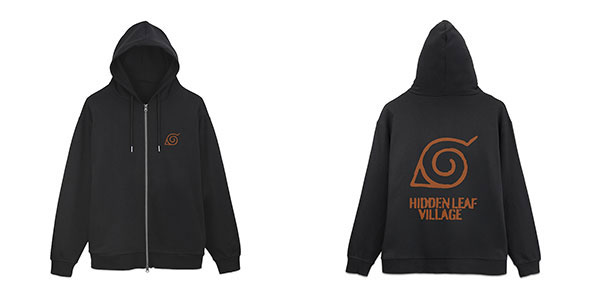 COSPA NARUTO Shippuden Hidden Leaf Village Vintage Logo Zip Hoodie /BLACK-M image 1