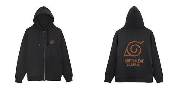 COSPA NARUTO Shippuden Hidden Leaf Village Vintage Logo Zip Hoodie /BLACK-XL