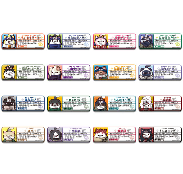 MegaHouse MEGA CAT PROJECT NARUTO Nyaruto! Name Tin Badge Collection 16Pack BOX