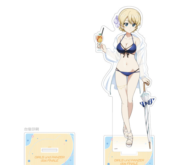 Curtain Damashii [Girls und Panzer das Finale] New Illustration Jumbo Acrylic Stand (Darjeeling / Resort Swimsuit)