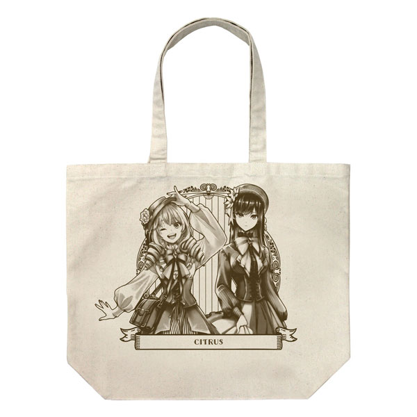COSPA citrus New Illustration Yuzu & Mei Large Tote Bag Afternoon Tea Ver. /NATURAL gambar 1