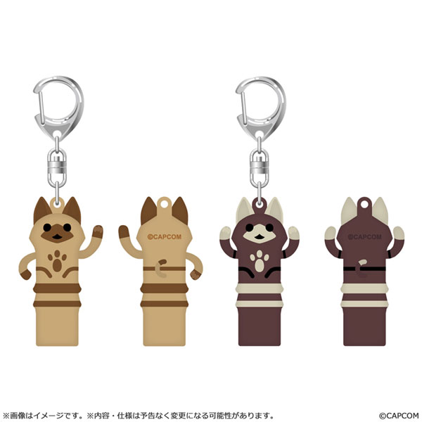 Capcom Monster Hunter Wilds Rubber Keychain Stretched White Cat / Stretched Black Cat Set
