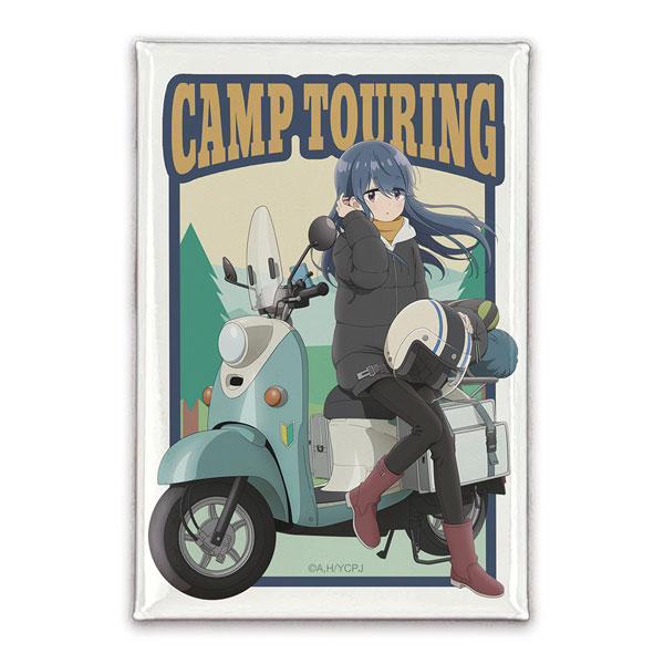 COSPA "Yuru Camp SEASON3" New Illustration Rin Shima Square Tin Badge Taking a Break on the Bike Ver.