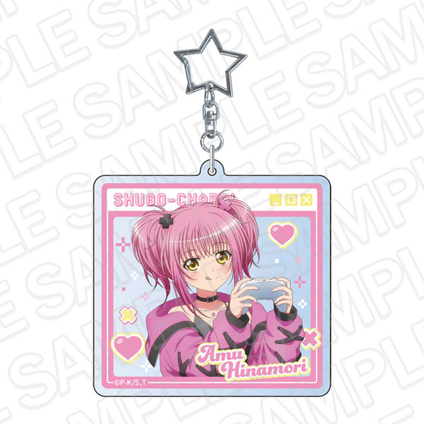 Contents Seed TV Anime "Shugo-chara!" Hologram Acrylic Keychain Amu Hinamori Gaming ver. gambar 1