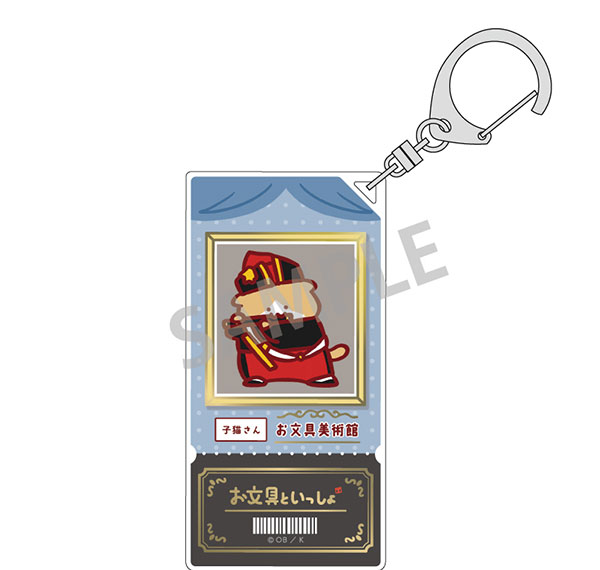 Kamio Japan Obungu to Issho Ticket Style Acrylic Keychain Koneko-san Same as the Masterpiece Painting รูปภาพ 1