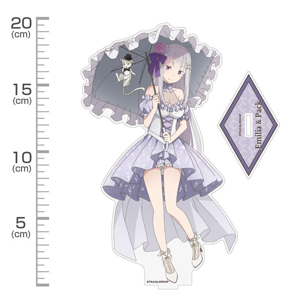 COSPA Re:ZERO -Starting Life in Another World- New Illustration Emilia & Puck Acrylic Stand (Big) Party Dress Ver.