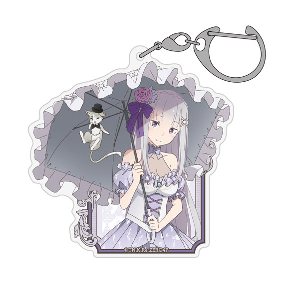 COSPA Re:ZERO -Starting Life in Another World- New Illustration Emilia & Puck Acrylic Multipurpose Keychain Party Dress ver. รูปภาพ 1
