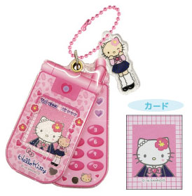 TCP My Melody / Kuromi / Hello Kitty Slide Flip Phone Keychain (Hello Kitty) image 1
