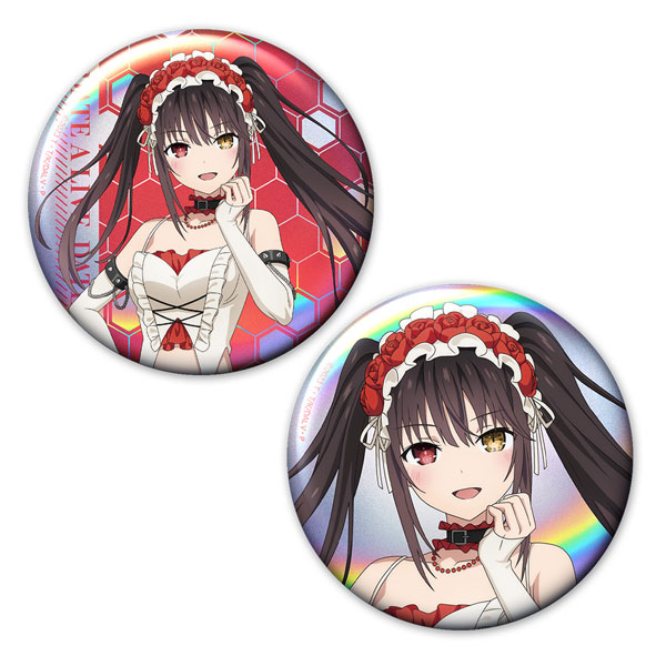 Azu Maker Date A Live V Hologram Tin Badge 2pcs. Set Kurumi Tokisaki Gothic Punk White [New Illustration] gambar 1