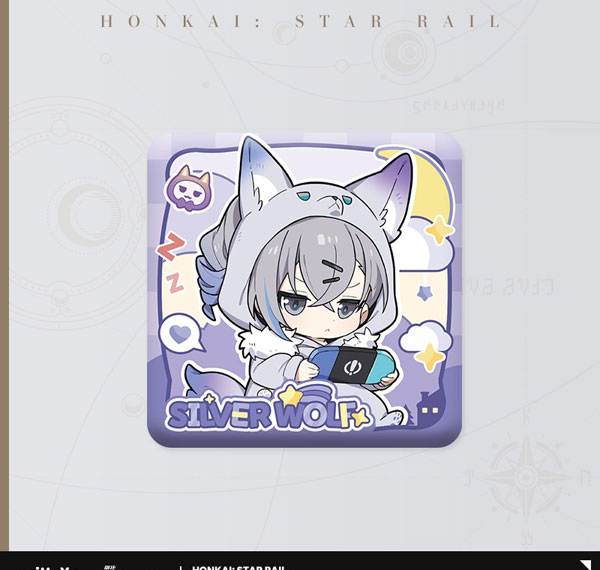 miHoYo Honkai: Star Rail Girls Dormitory Series Chibi Square Tin Badge Silver Wolf