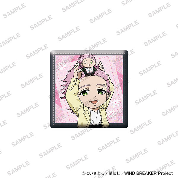 KADOKAWA TV Anime WIND BREAKER Holographic Square Tin Badge Together with Plushies Ver. - Mitsuki Kiryu imagen 1