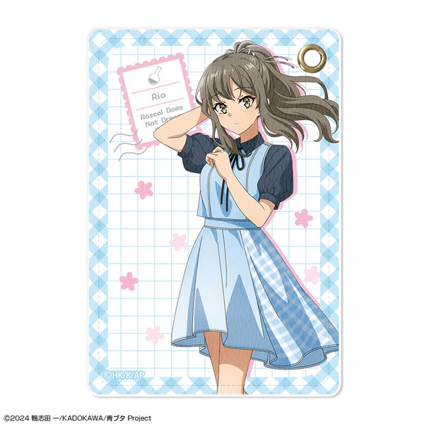 License Agent "Seishun Buta Yarou" Series Leather Pass Case Design 03 (Rio Futaba / Summer Check Pattern ver.) New Illustration 画像 1