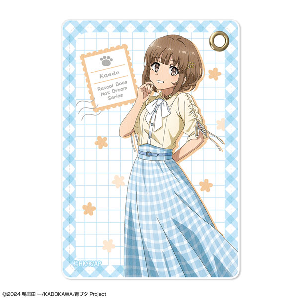 License Agent "Seishun Buta Yarou" Series Leather Pass Case Design 05 (Kaede Azusagawa / Summer Check Pattern ver.) New Illustration รูปภาพ 1