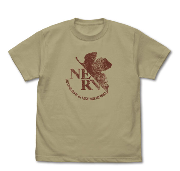 COSPA EVANGELION NERV Vintage Logo T-shirt /SAND KHAKI-M Bild 1