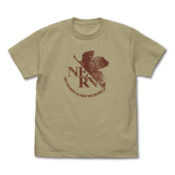 COSPA EVANGELION NERV Vintage Logo T-shirt /SAND KHAKI-XL hình ảnh 1