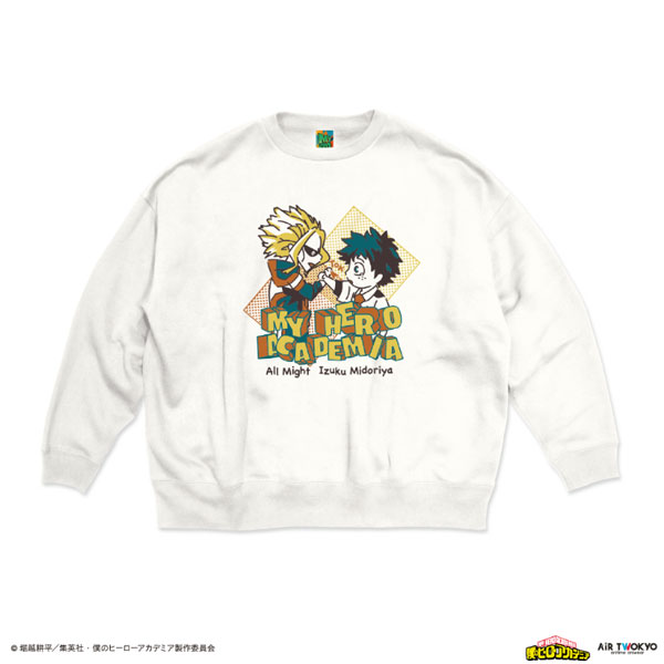 AIR TWOKYO My Hero Academia Season 4 Scene Illustration Sweatshirt 1 (Izuku Midoriya & All Might) Off-white M