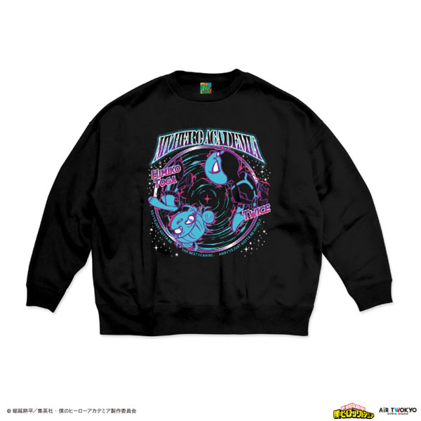 AIR TWOKYO Anime "My Hero Academia" Season 4 Scene Illustration Sweatshirt 3 (Himiko Toga & Twice) Black XL