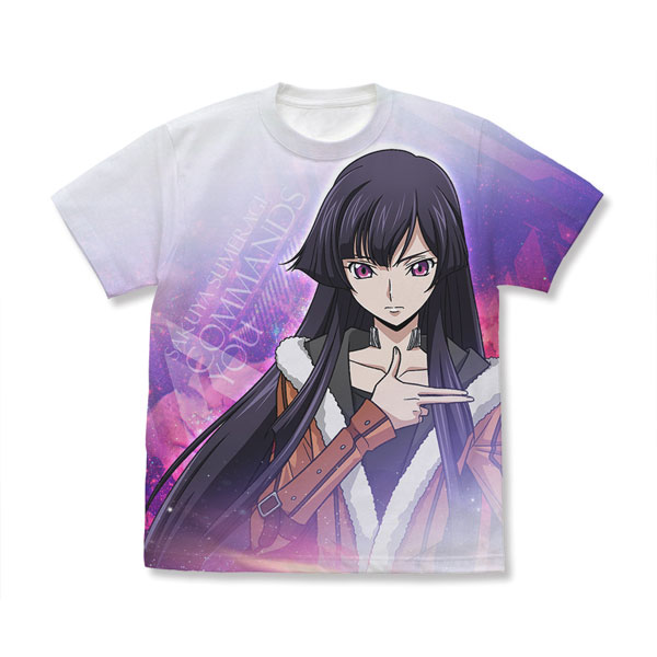 COSPA Code Geass: Roze of the Recapture Sakuya Sumeragi Full Graphic T-shirt /WHITE-L