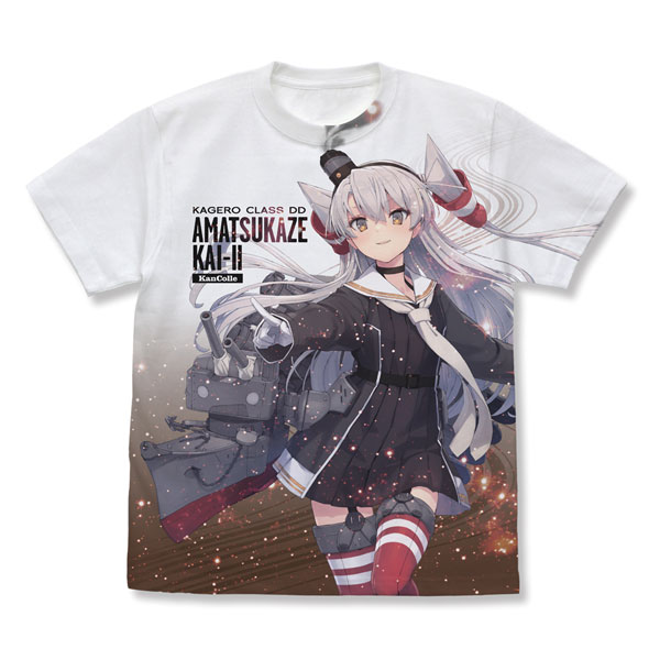 COSPA Kantai Collection -Kan Colle- Amatsukaze Kai-II Full Graphic T-shirt /WHITE-L