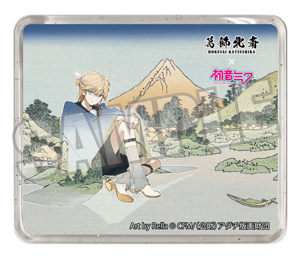 Presence Katsushika Hokusai x Hatsune Miku Rella 3D Magnet Kagamine Len Reflection in Lake at Misaka in Kai Province