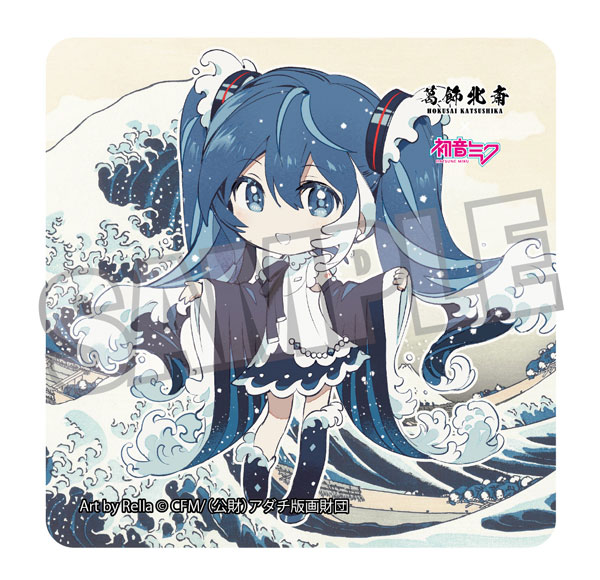 Presence Katsushika Hokusai x Hatsune Miku Rella Sticker Hatsune Miku Mini Chara The Great Wave off Kanagawa