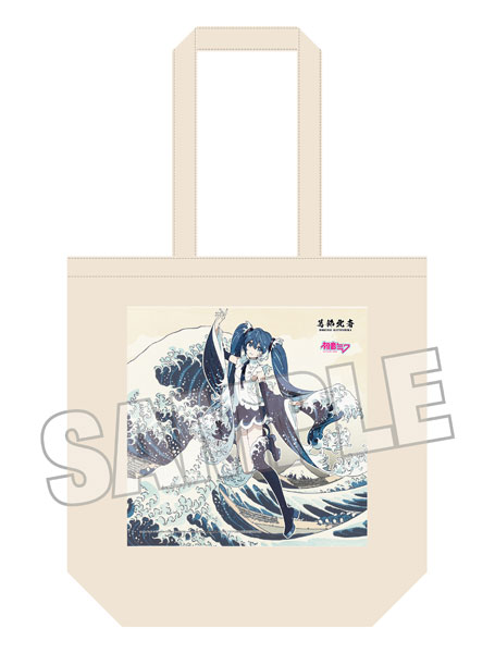 Presence Katsushika Hokusai x Hatsune Miku Rella Tote Bag Hatsune Miku The Great Wave off Kanagawa