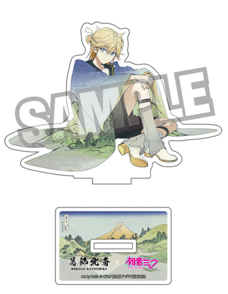 Presence Katsushika Hokusai x Hatsune Miku Rella Diecut Acrylic Stand Kagamine Len Reflection in Lake at Misaka in Kai Province gambar 1