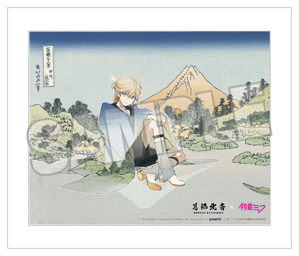 Presence Katsushika Hokusai x Hatsune Miku Rella Canvas Art Kagamine Len Reflection in Lake at Misaka in Kai Province