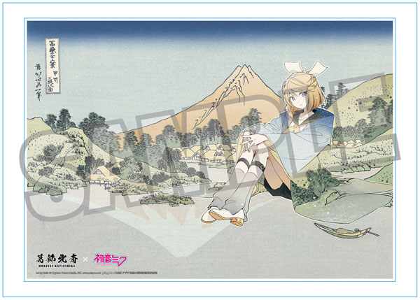 Presence Katsushika Hokusai x Hatsune Miku Rella Panneau Acrylique A3 avec Numéro de Série Kagamine Rin Reflet dans le Lac à Misaka dans la Province de Kai image 1