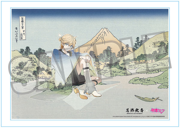 Presence Katsushika Hokusai x Hatsune Miku Rella Panel Akrilik A3 dengan Nomor Seri Kagamine Len Reflection in Lake at Misaka in Kai Province