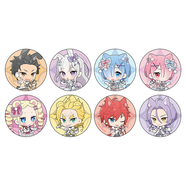 Curtain Damashii [Re:ZERO -Starting Life in Another World-] Trading Tin Badge (Animal Ears Idol / Mini Chara) 8Pack BOX gambar 1