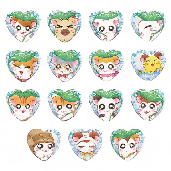 Contents Seed Hamtaro Heart-shaped Tin Badge (Random) Rainy Day ver. 15Item Set gambar 1