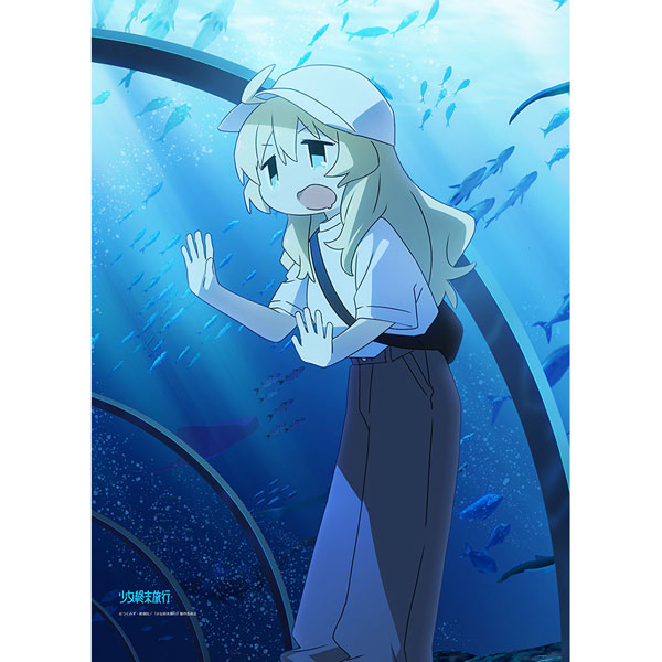 Curtain Damashii [Girls' Last Tour] New Illustration B2 Wall Scroll (Yuri / Aquarium) Double Suede Bild 1