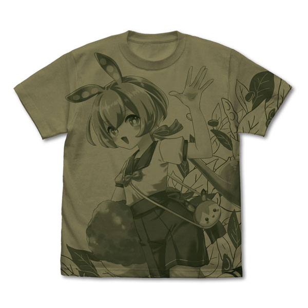himori records Tohoku Zunko Zundamon Zundamon All Print T-shirt /LIGHT OLIVE-XL