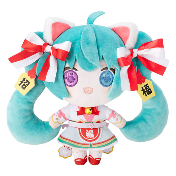 KADOKAWA Hatsune Miku x Lucky Cat Hatsune Miku White Cat Plush Standard Art by Rassu