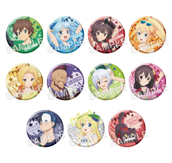 KADOKAWA TV Anime KONOSUBA -God's Blessing on This Wonderful World! Tradable Sparkly Tin Badge Colorful Ver. 11Pack BOX รูปภาพ 1