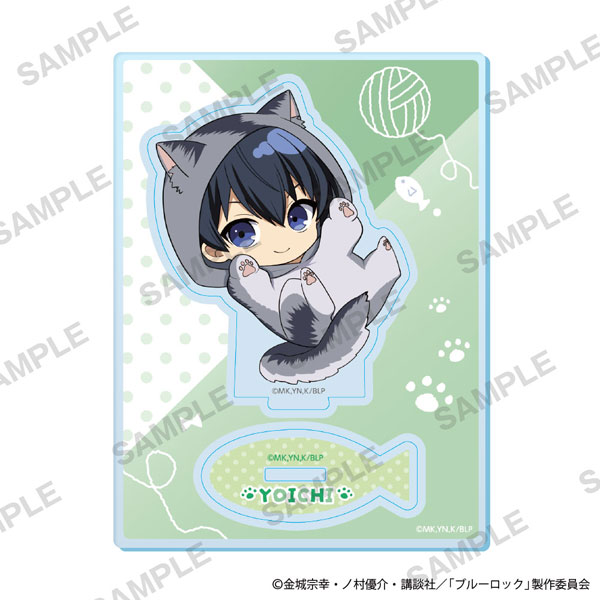 KADOKAWA TV Anime Blue Lock Mini-Character Acrylic Stand Cat Mascot Costume Ver. - Yoichi Isagi gambar 1
