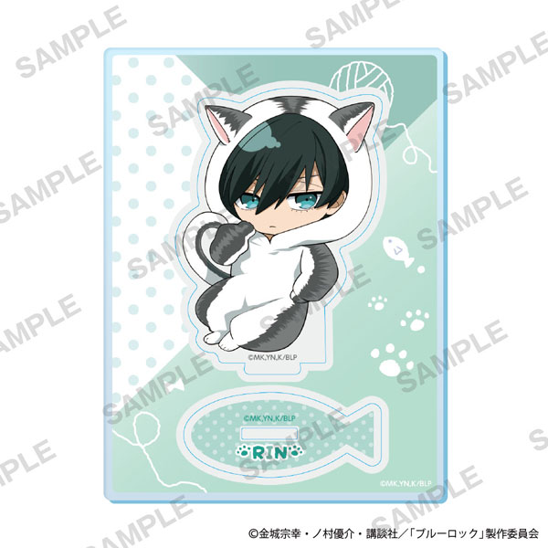 KADOKAWA TV Anime Blue Lock Mini-Character Acrylic Stand Cat Mascot Costume Ver. - Rin Itoshi Bild 1