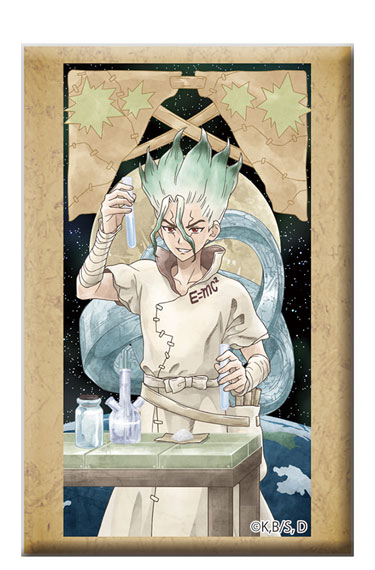 Toho Dr. STONE Square Tin Badge w/Stand Senku Ishigami รูปภาพ 1