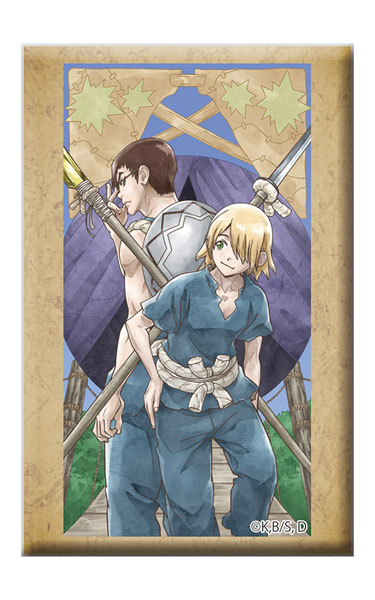 Toho Dr. STONE Square Tin Badge w/Stand Kinro & Ginro