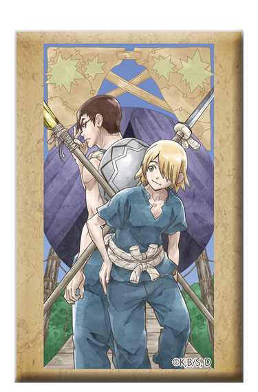 Toho Dr. STONE Square Tin Badge w/Stand Kinro & Ginro Bild 1