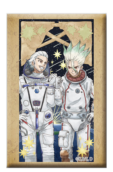 Toho Dr. STONE Square Tin Badge w/Stand Senku & Byakuya รูปภาพ 1