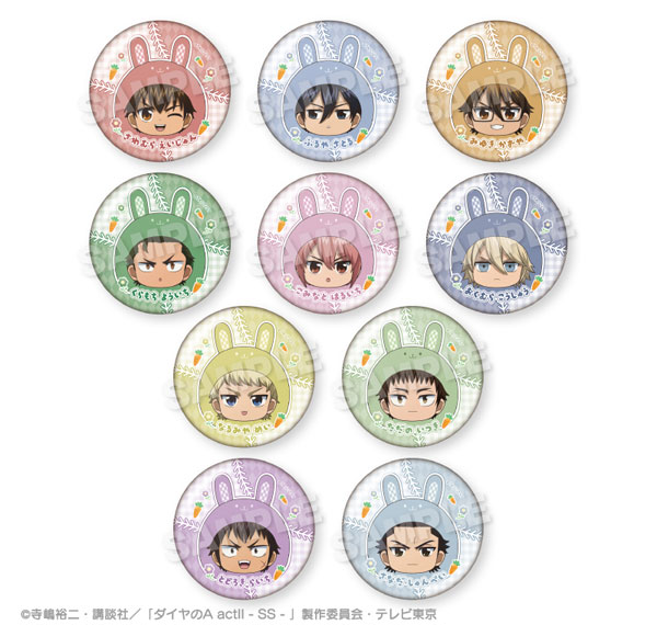 Stella Notes TV Anime "Ace of Diamond actII -Second Season-" Trading Marumates Tin Badge Rabbit ver. 10Pack BOX รูปภาพ 1