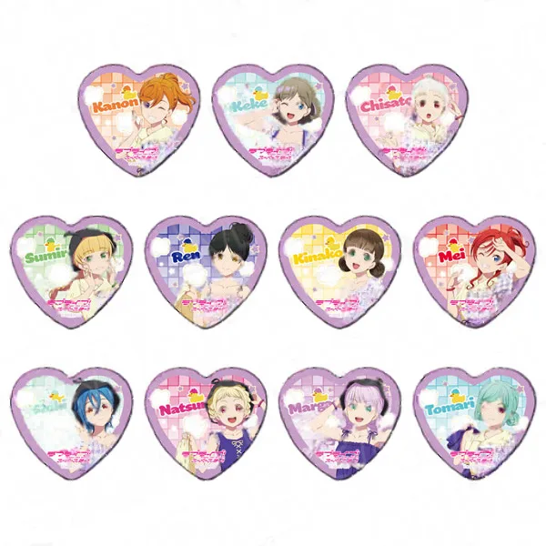Contents Seed Love Live! Super Star!! Heart-shaped Tin Badge Sauna ver. 11 Item Set image 1