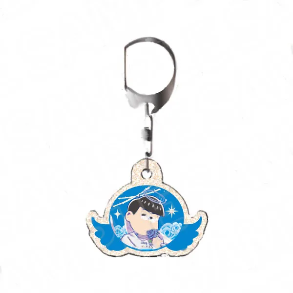 Contents Seed Osomatsu-san Glitter Acrylic Keychain Karamatsu Angel ver. gambar 1