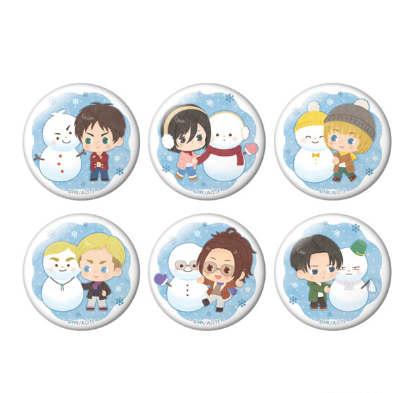 Caravan Attack on Titan Trading Mini Tin Badge Snowman ver. 6Pack BOX รูปภาพ 1