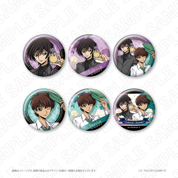 TOKYOGETS 3 o'clock Code Geass: Lelouch of the Rebellion New Illustration Trading Tin Badge 6 Item Set