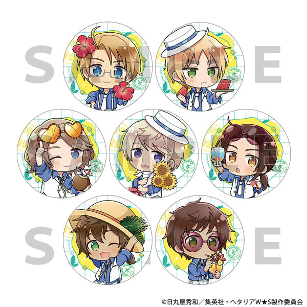 Parflette [Hetalia World Stars] Trading Tin Badge (Summer Vacation /ver.B) 7Pack BOX