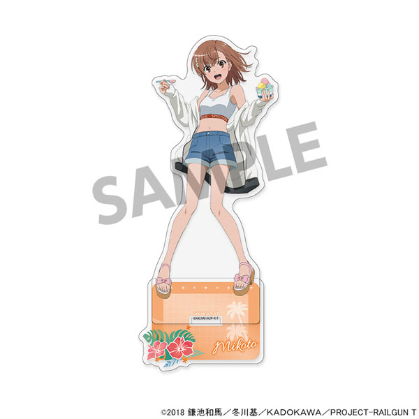 Hobby Stock Toaru Kagaku no Railgun T New Illustration Acrylic Stand Mikoto Misaka Vacation ver. gambar 1